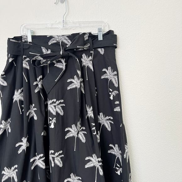 [Ann Taylor] Black White Tropical Palm Tree Pleated Maxi Skirt NWT Pockets Sz 16 - Picture 5 of 12